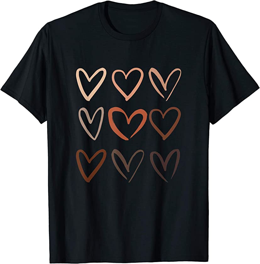 Skin Tone Hearts, Be Kind, Melanin Black History T-Shirt