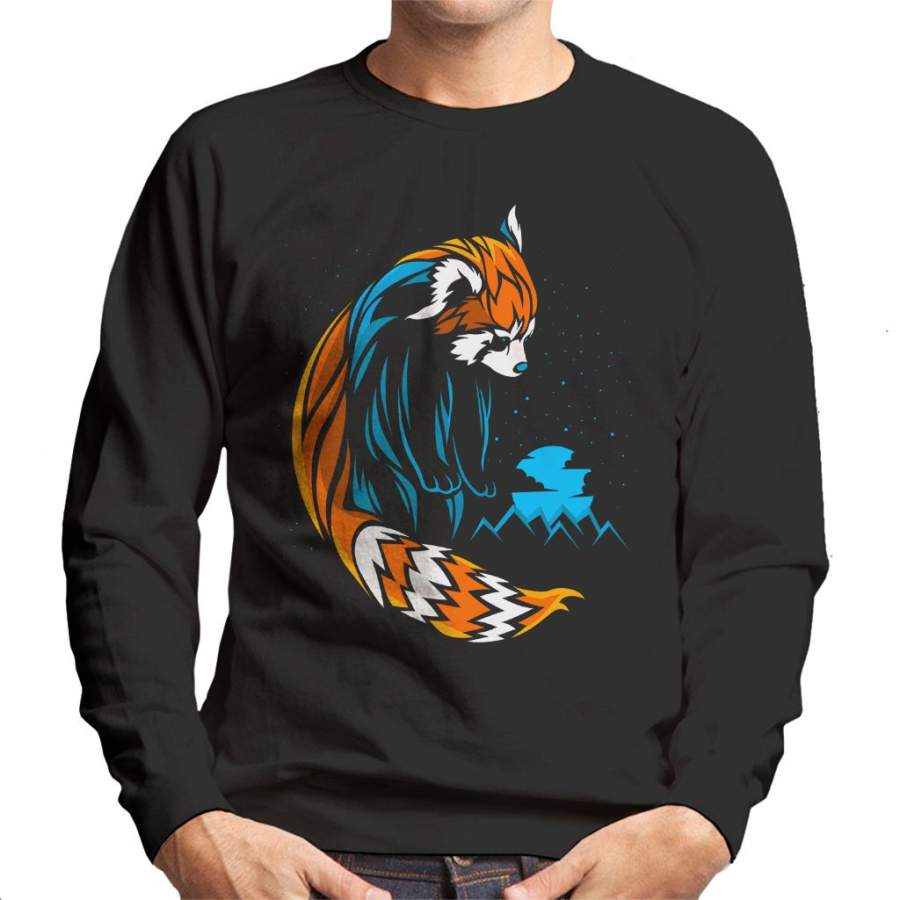 Red Panda Lines Blue Men’s Sweatshirt