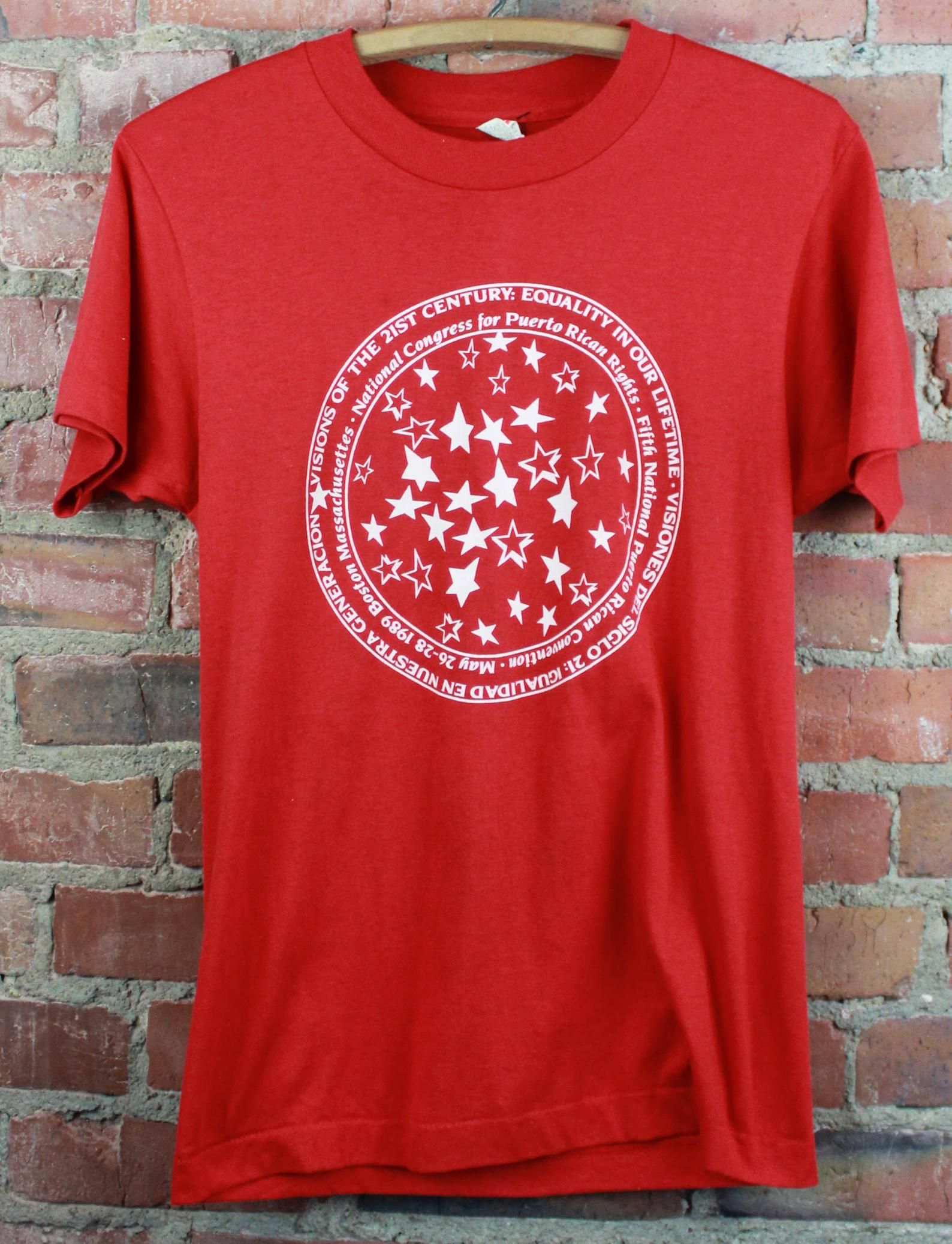 Vintage 1989 Puerto Rican Rights Conference Graphic T Shirt Red Unisex