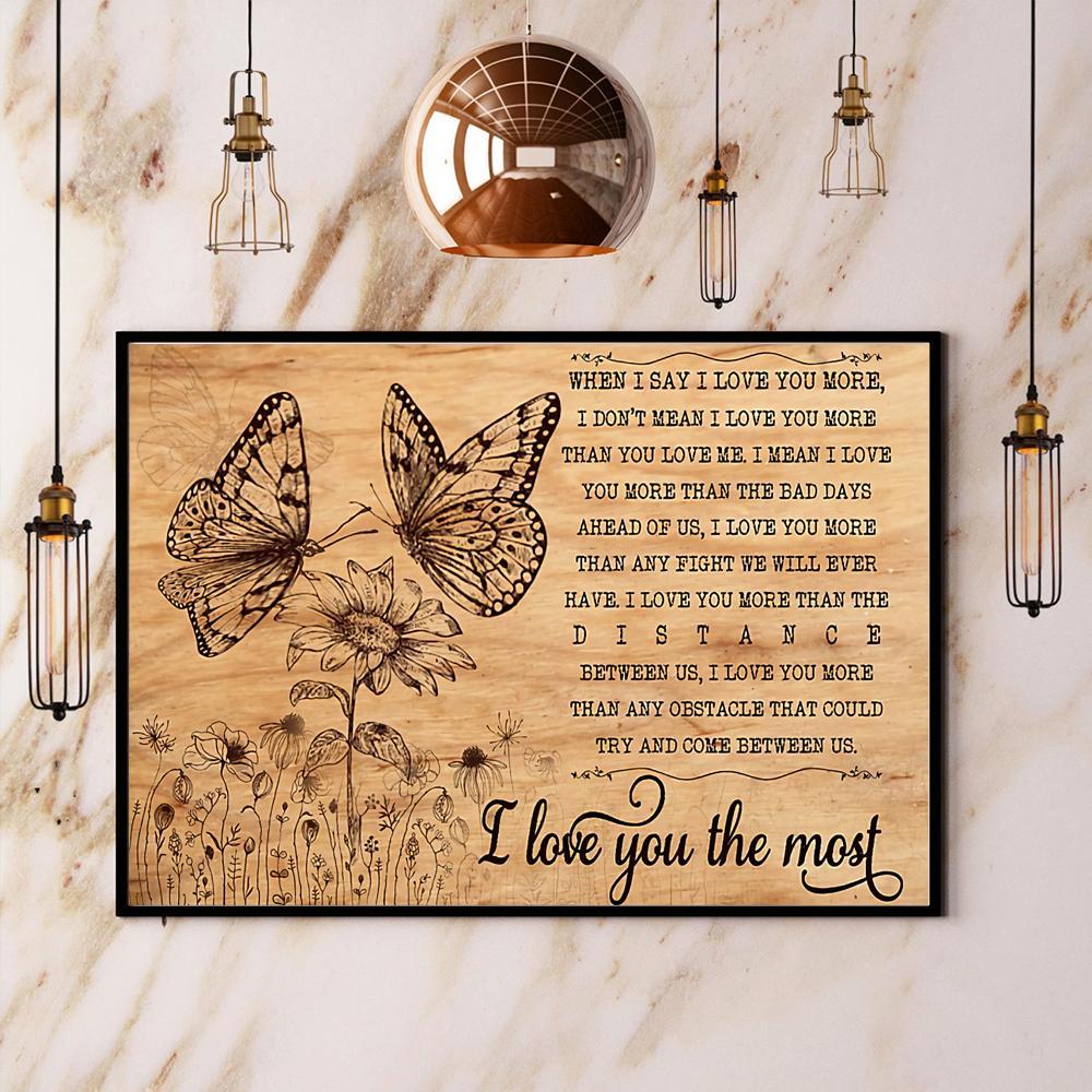 Butterfly Lovers I Love You More Than Any Obstacle That Could Try Come Between Us Vintage  Poster No Frame Matte Canvas