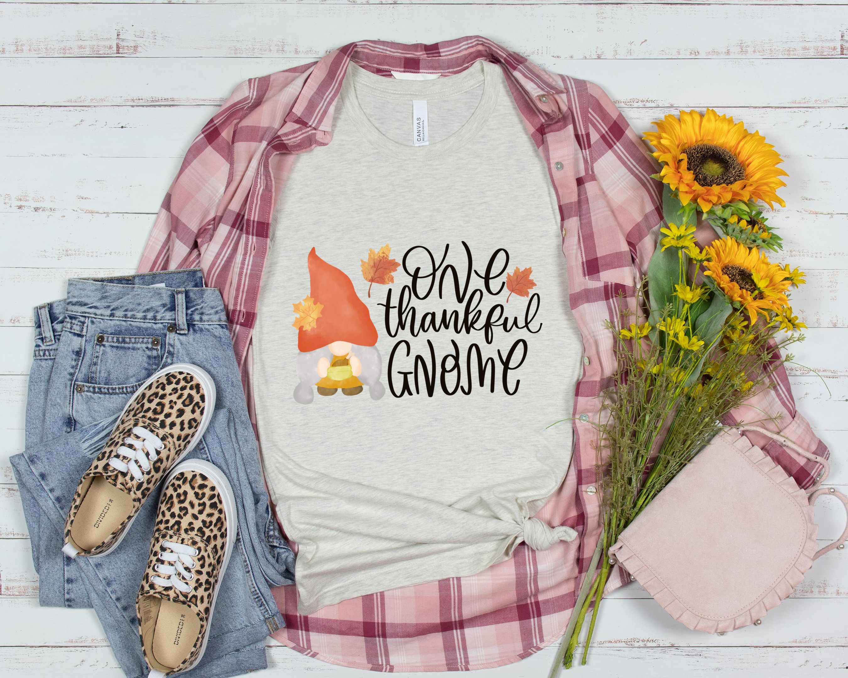 One Thankful Gnome Shirt, Thanksgiving Shirt, Fall Season Shirt, Autumn Shirt, Happy Mid Shirt, For Autumn Shirt
