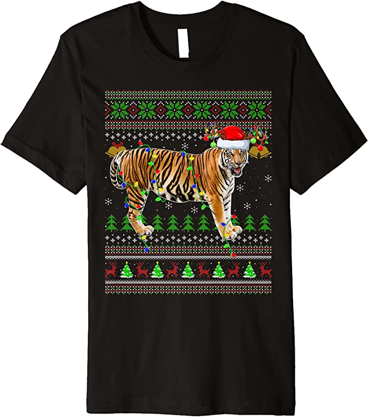 Bengal Tiger Lover Xmas Santa Bengal Tiger Ugly Christmas Premium T-Shirt