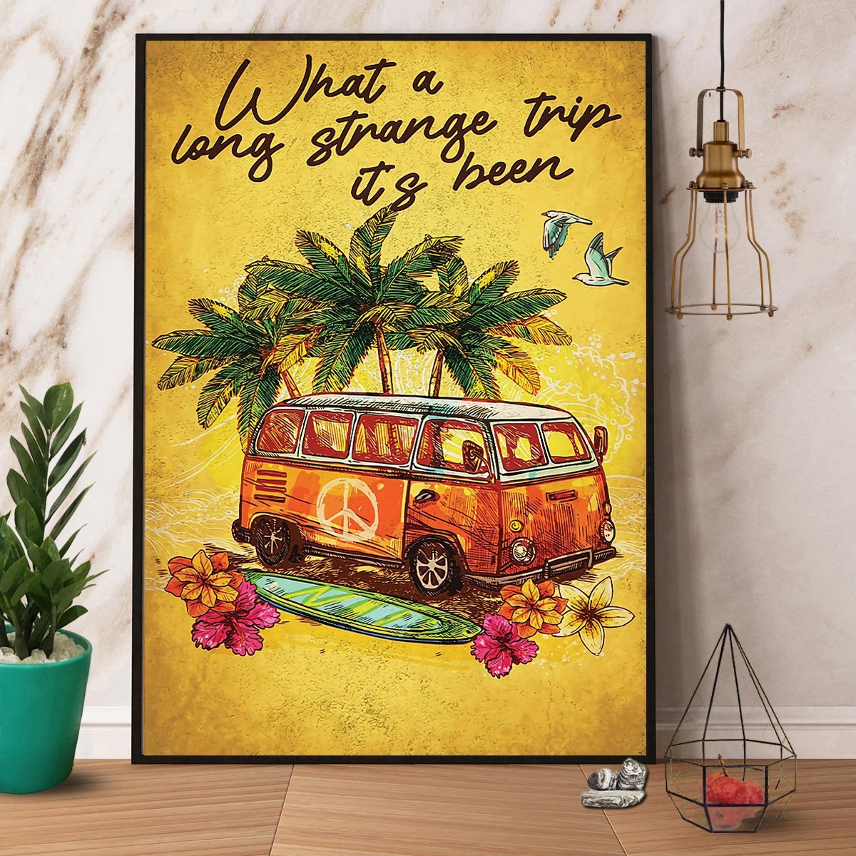 Camping Hippie Bus What A Long Strange Trip Poster No Frame - Poster ...