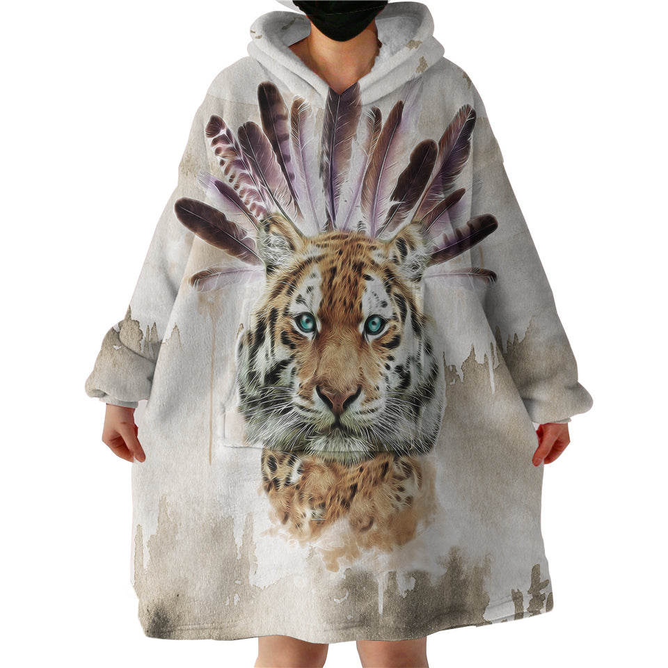 Tribal Tiger Swlf2848 Hoodie Wearable Blanket