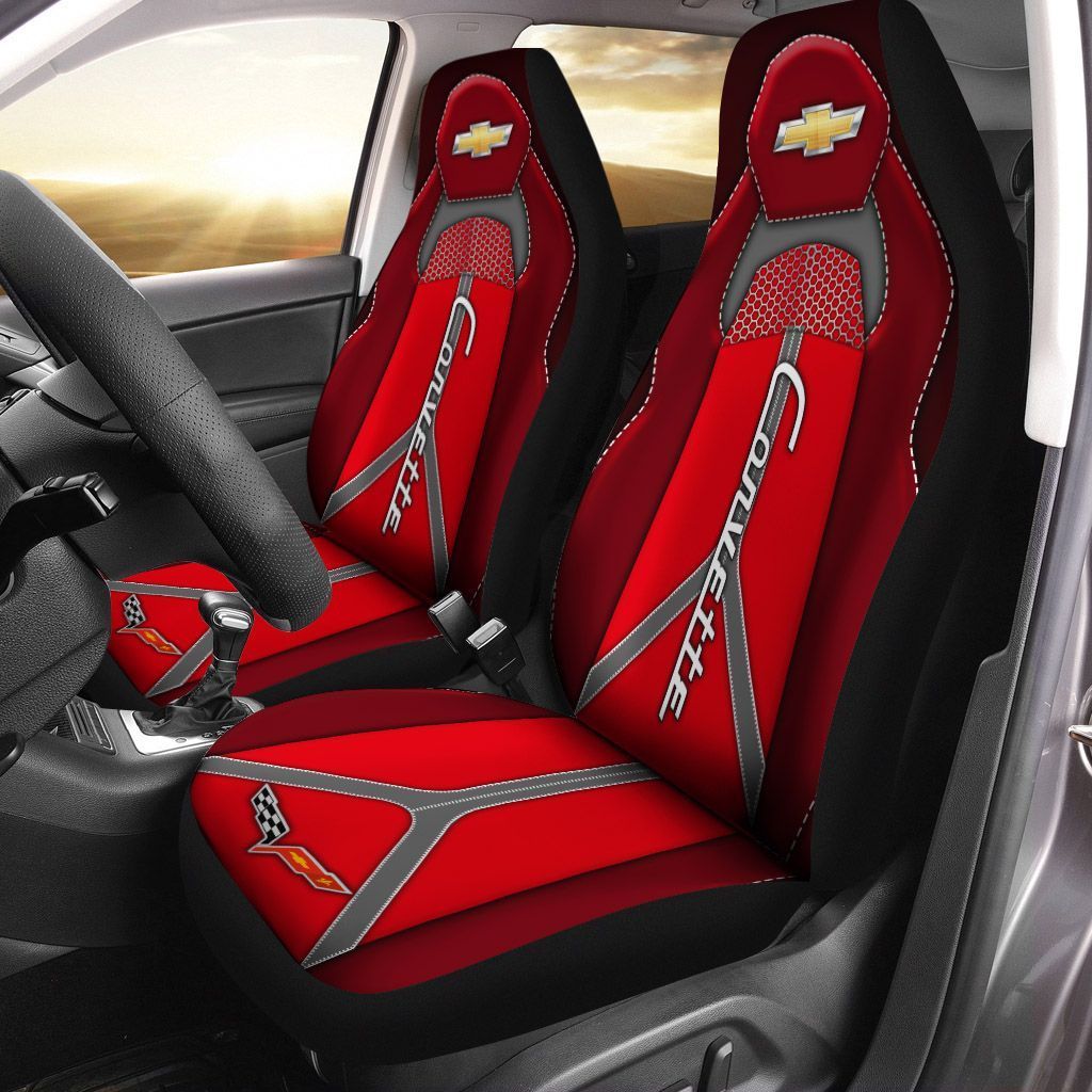 Chevrolet Corvette Tin-Ht Car Seat Cover (Set Of 2) Ver 3 (Red)