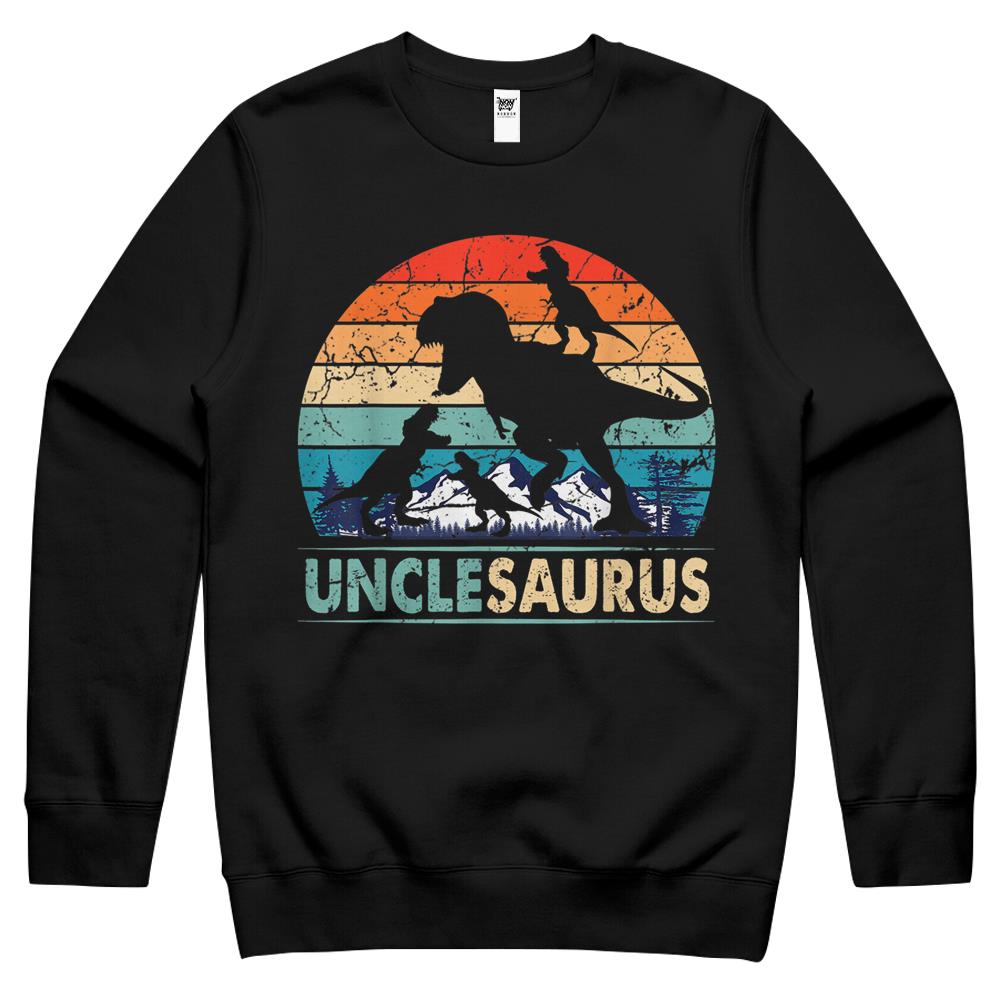 Unclesaurus T Rex Uncle Dinosaur 3 Kids Funny Father’S Day T-Shirt Crewneck Sweatshirt