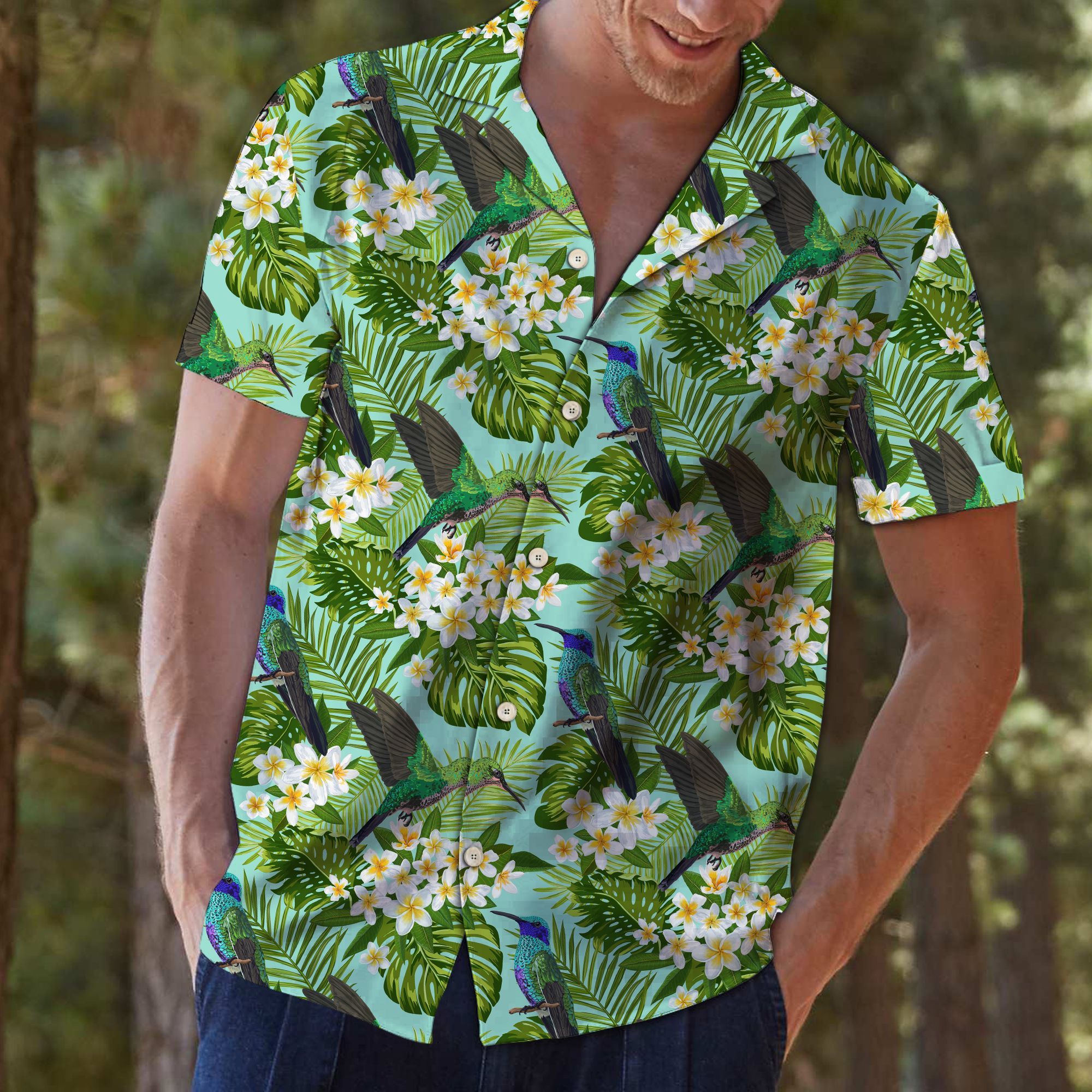 Hummingbird Tropical Flower Hawaiian Shirt For Men, Hawaiian Shirt For Women, Aloha Shirt, Hawaii Shirt