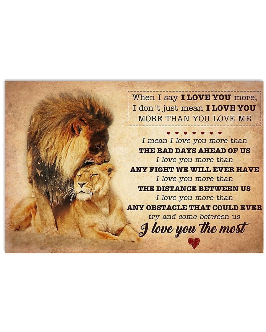 & Canvas | To My Husband | Husband Lion I Love You, Anniversary Gift, Wall Art Decor, Home Decor, Christmas Gift