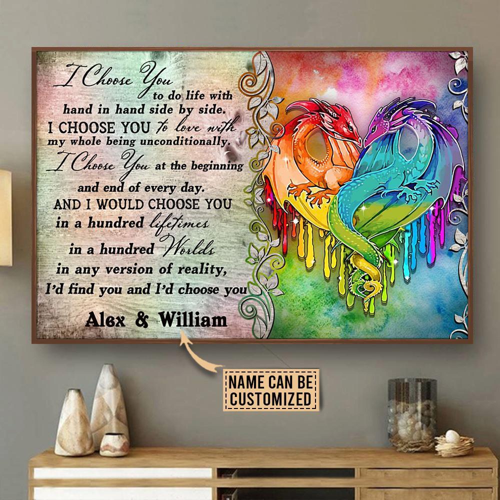 Aeticon Gifts Personalized Pride Dragon I Choose You Canvas Mom Dad Gift Home Decor