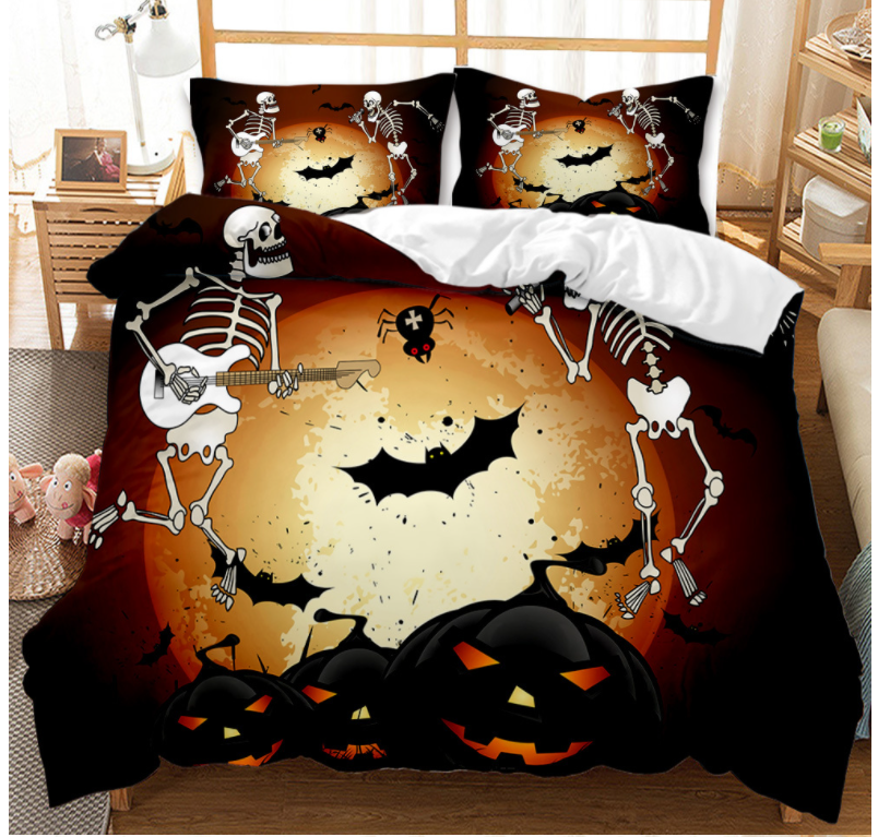 3D Halloween Bat Pumpkin Quilt Cover Set Bedding Set Duvet Cover Pillowcases 4