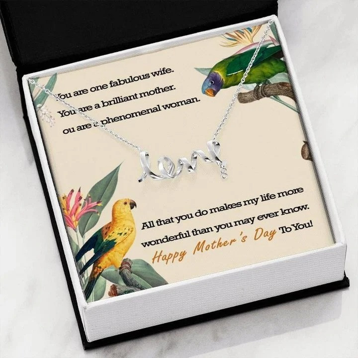 Customized Parrot Mom Necklace, Birth Mama Necklace, Macaw Scripted Love Necklace
