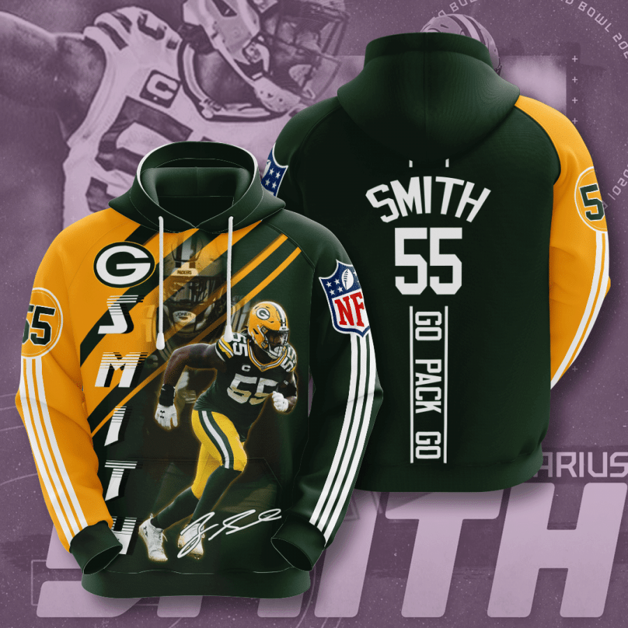 Green Bay Packers Zadarius Smith 3D Pullover Hoodie, Bomber Jacket, Sweatshirt, T-Shirt