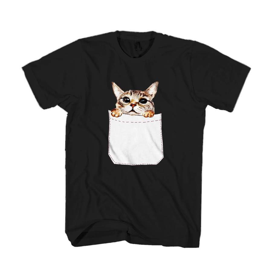 Pocket Cat Cute Kitten Series Man’s T-Shirt