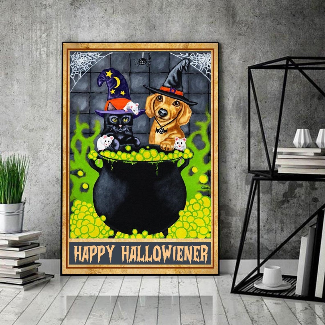 Dachshund Halloween Vintage Poster, Love Dog Poster, Halloween Canvas And Poster, Canvas Prints, My Poster Wall, Canvas Wall Art, Wall Decor Visual Art