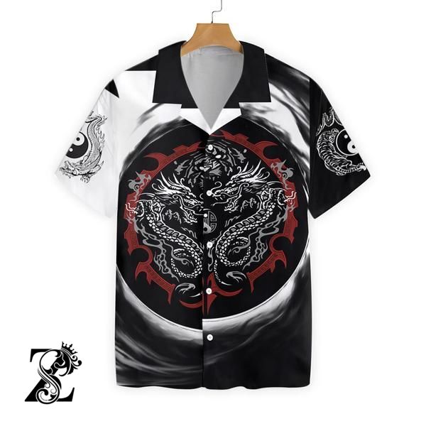 Dragon And Tiger Yin Yang Art 3D Ez05 2710 Hawaiian Shirt