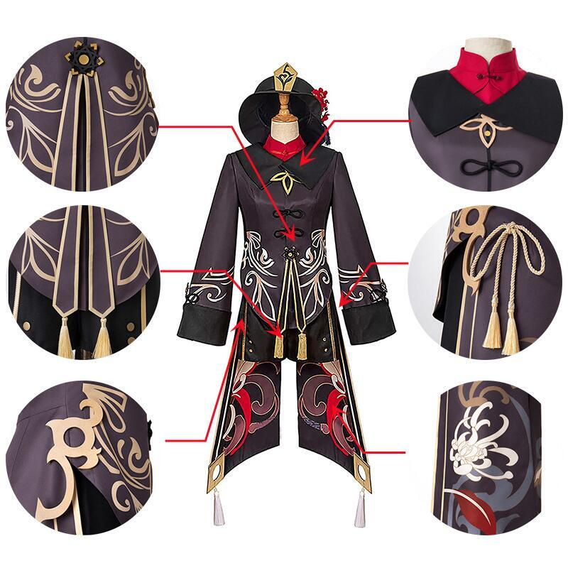 Anime for Genshin Impact Hutao Cosplay Costumes Halloween Costumes for Women Uniform Wig Anime Clothes Chinese Style Dress alx