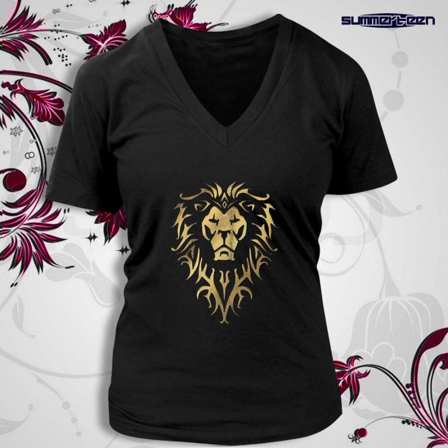 Warcraft Movie T Shirt Lion Wow Alliance Women’S V Neck