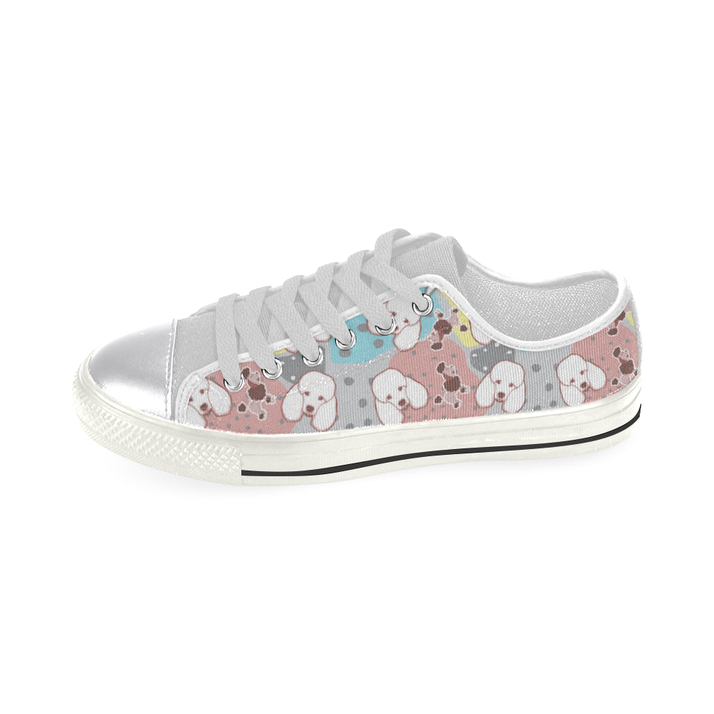 Poodle Pattern White Women’s Classic Canvas Shoes