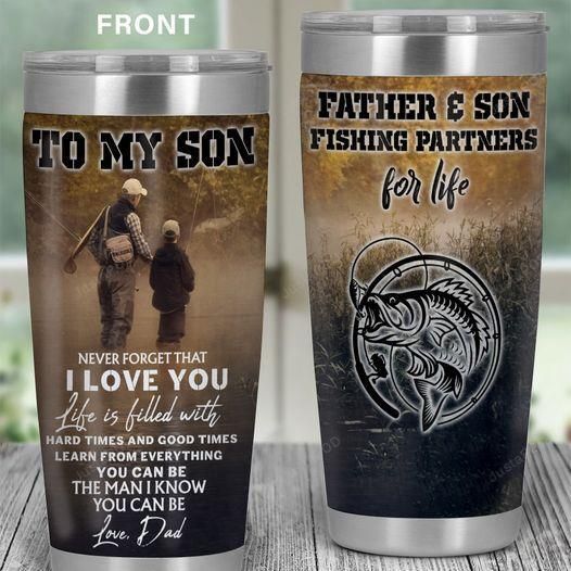 To My Son Fishing Stainless Steel Tumbler Cup | Travel Mug | Colorful – Tumbler 20oz