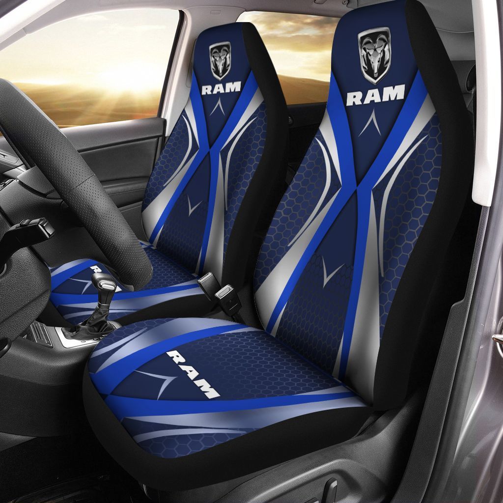 Ram Truck  Car Seat Cover (Set Of 2) Ver 2 (Blue)