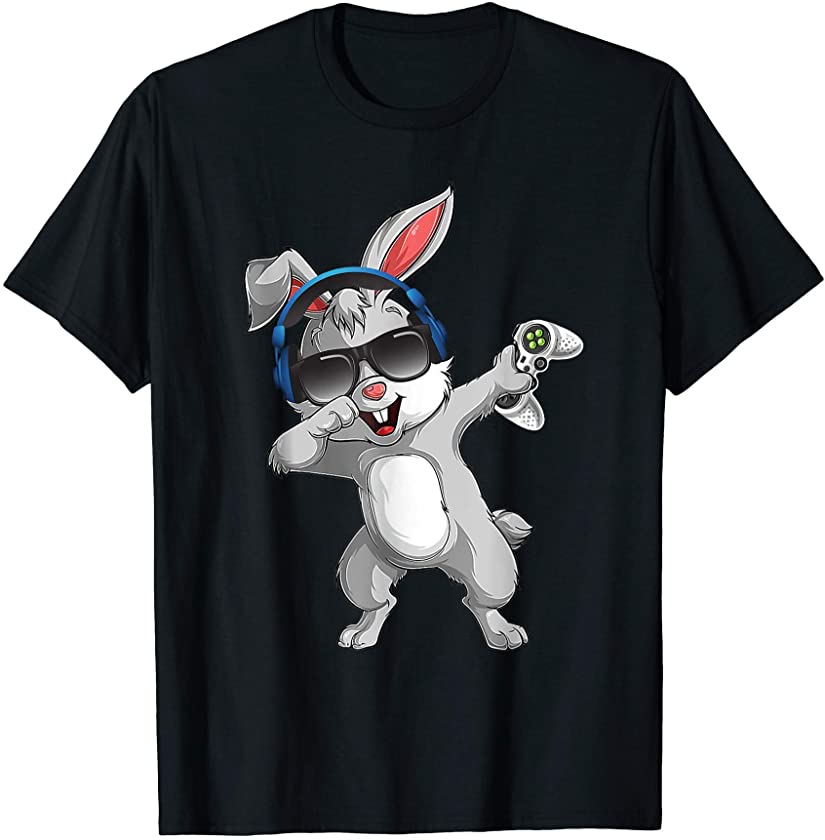 Dabbing Rabbit Video Game Controller Easter Day Boys Girls T-Shirt