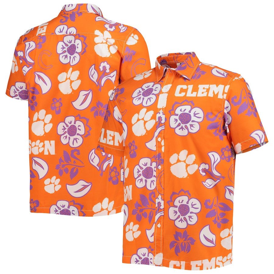 Clemson Tigers Orange Floral Hawaii Shirt Ha44847