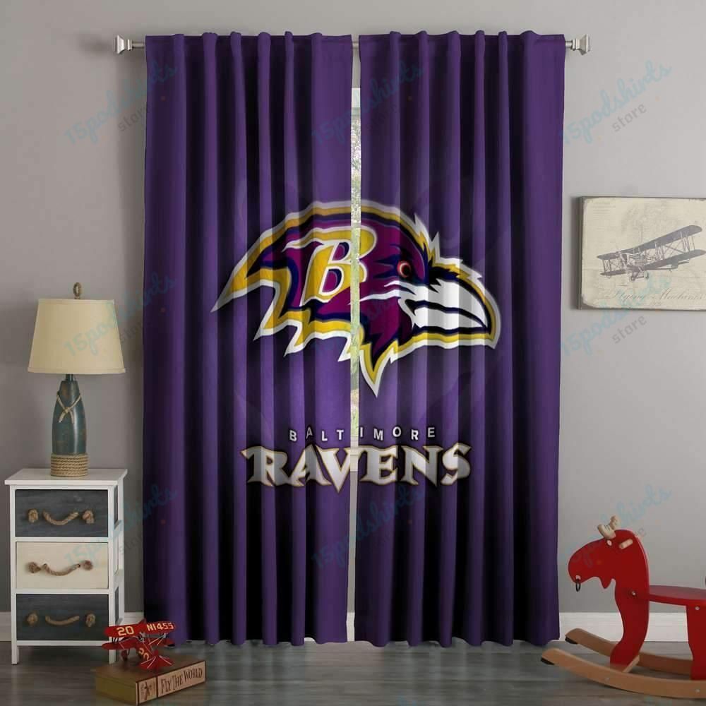 3D Printed Baltimore Ravens Style Custom Living Room Curtains