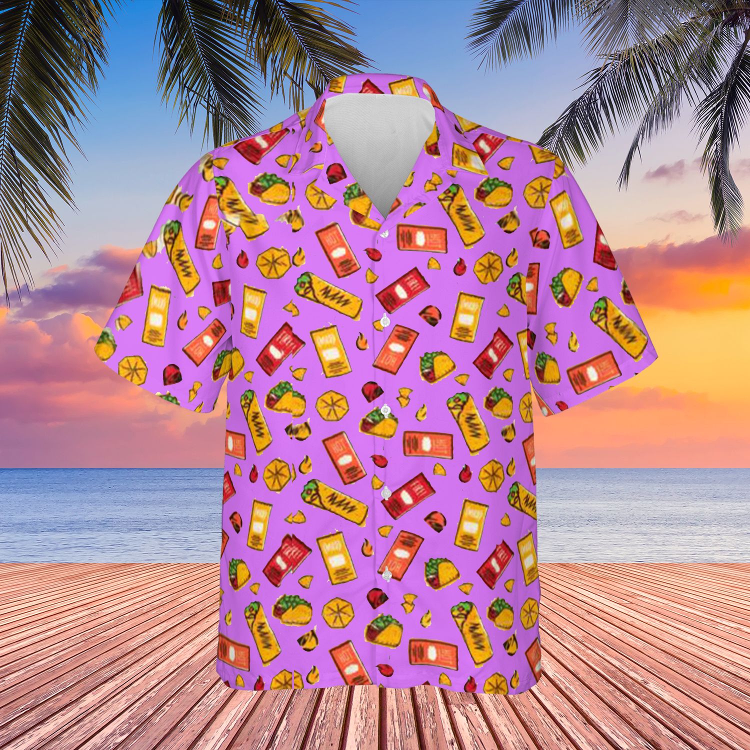 Taco Bell Hawaii Shirt Sauce Button Up Themed Gift Ideas Ha66266