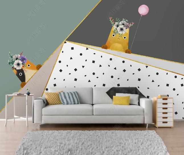 3D Abstract Geometry Animal Wall Mural Wallpaper Lqh 103