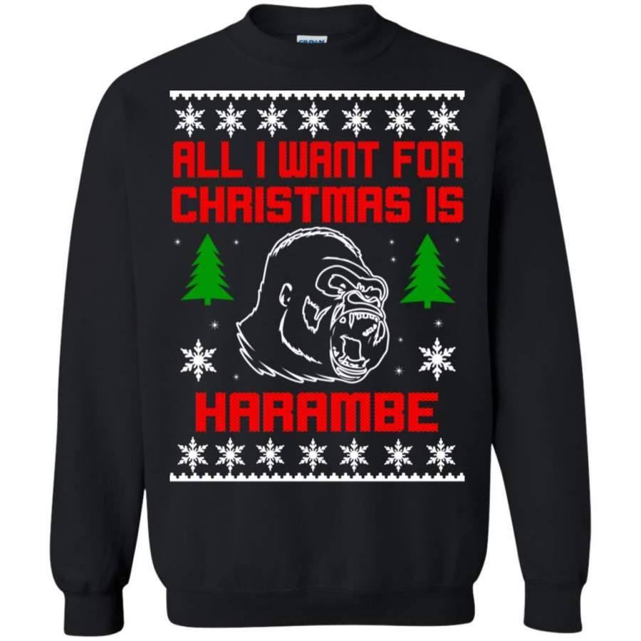 AGR All I Want For Christmas Is HarambeT Rex Attack Reindeer ugly sweater