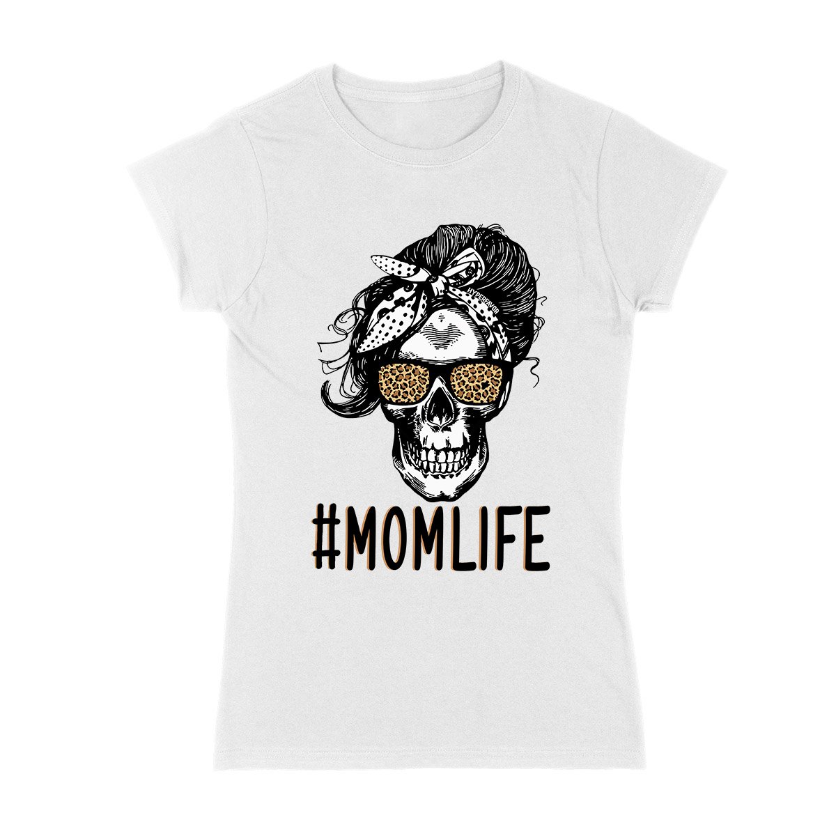 Skull Leopard Momlife Ez03 0304 Ladies T-Shirt