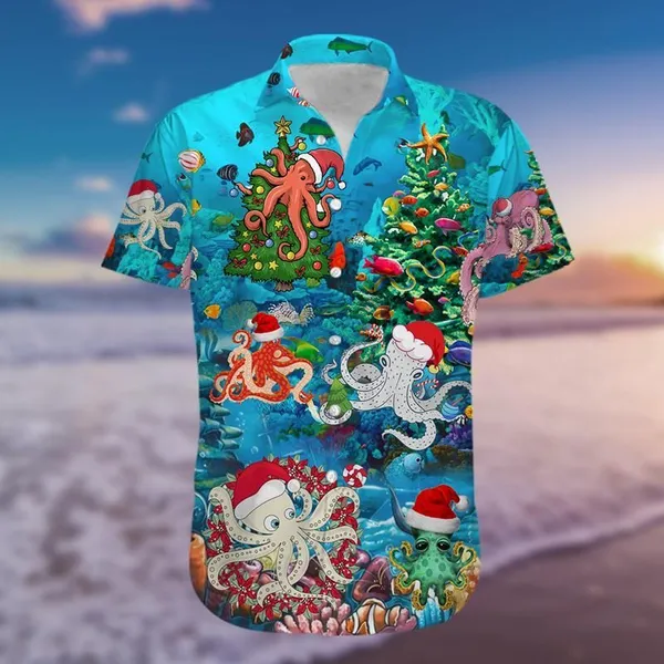 Felacia Funny Octopus Christmas Aloha Hawaii Shirts Unisex Ha54112