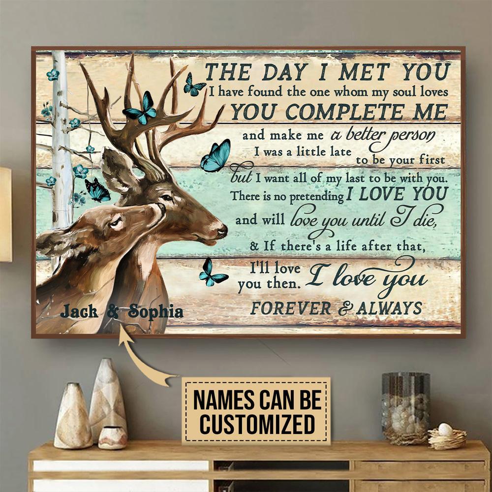 Aeticon Gifts Personalized Deer Couple Pallet The Day I Met Canvas Mom Dad Gift Home Decor