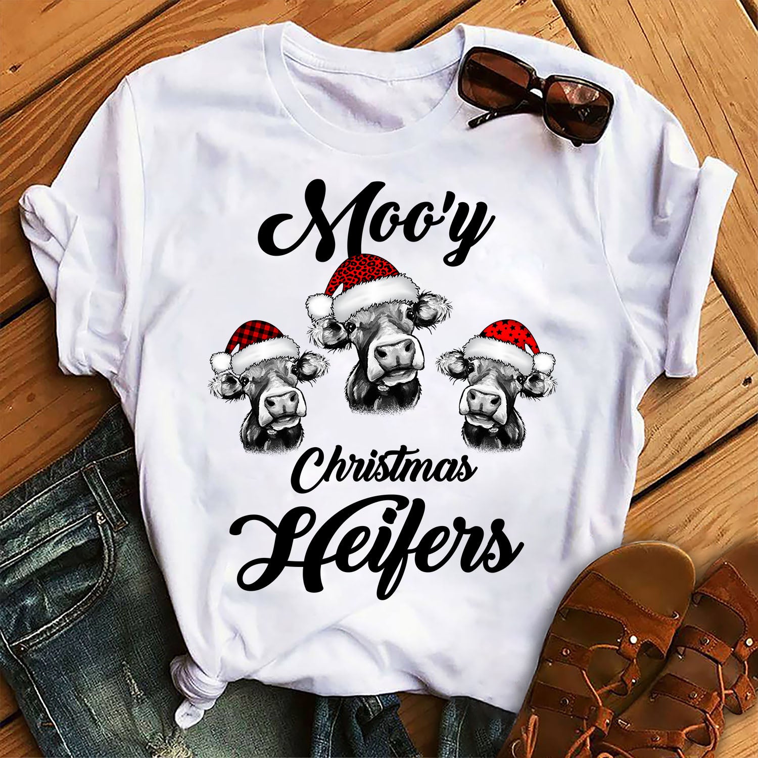 Moo’y Christmas Heifer Funny Farm Cow Heifer Christmas Graphic Unisex T Shirt, Sweatshirt, Hoodie Size S – 5XL