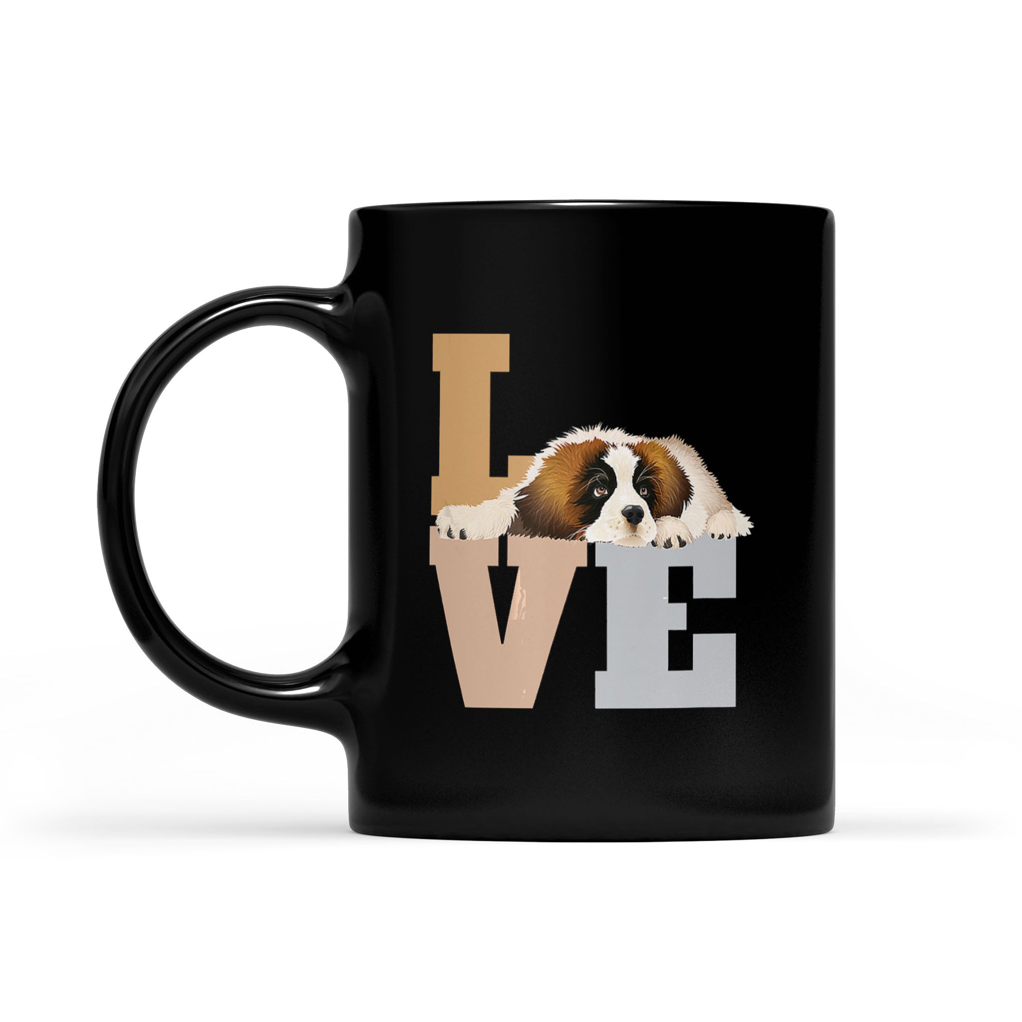 St Bernard Lazy Puppy Dog Slobbers With Love – Black Mug