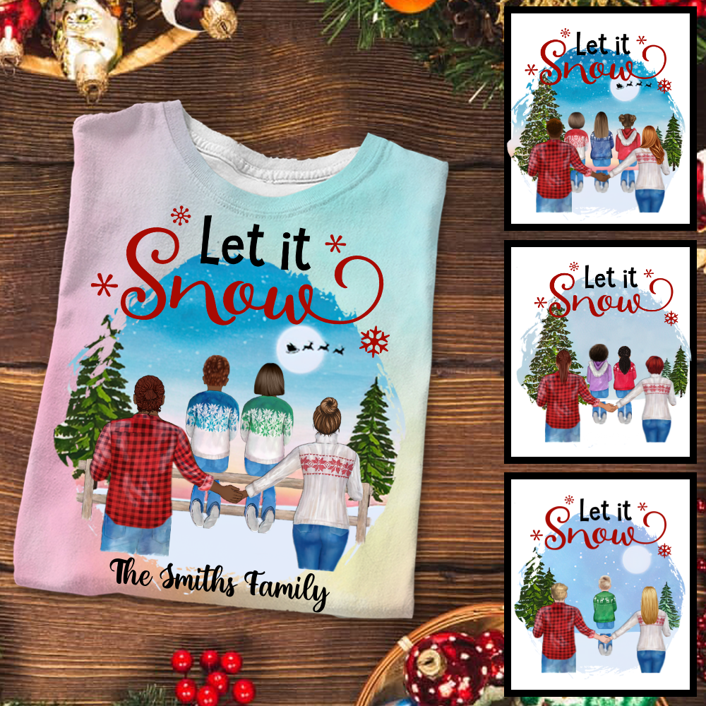 Couple And Kids Christmas Personalized Tie Dye Shirt Sweatshirt Hoodie Ap419