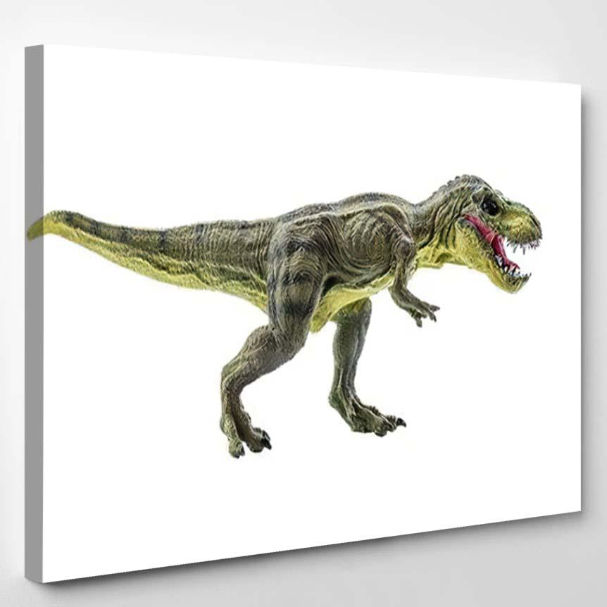 Tyrannosaurus Rex Figurine Isolated On White – Dinosaur Animals Canvas Print