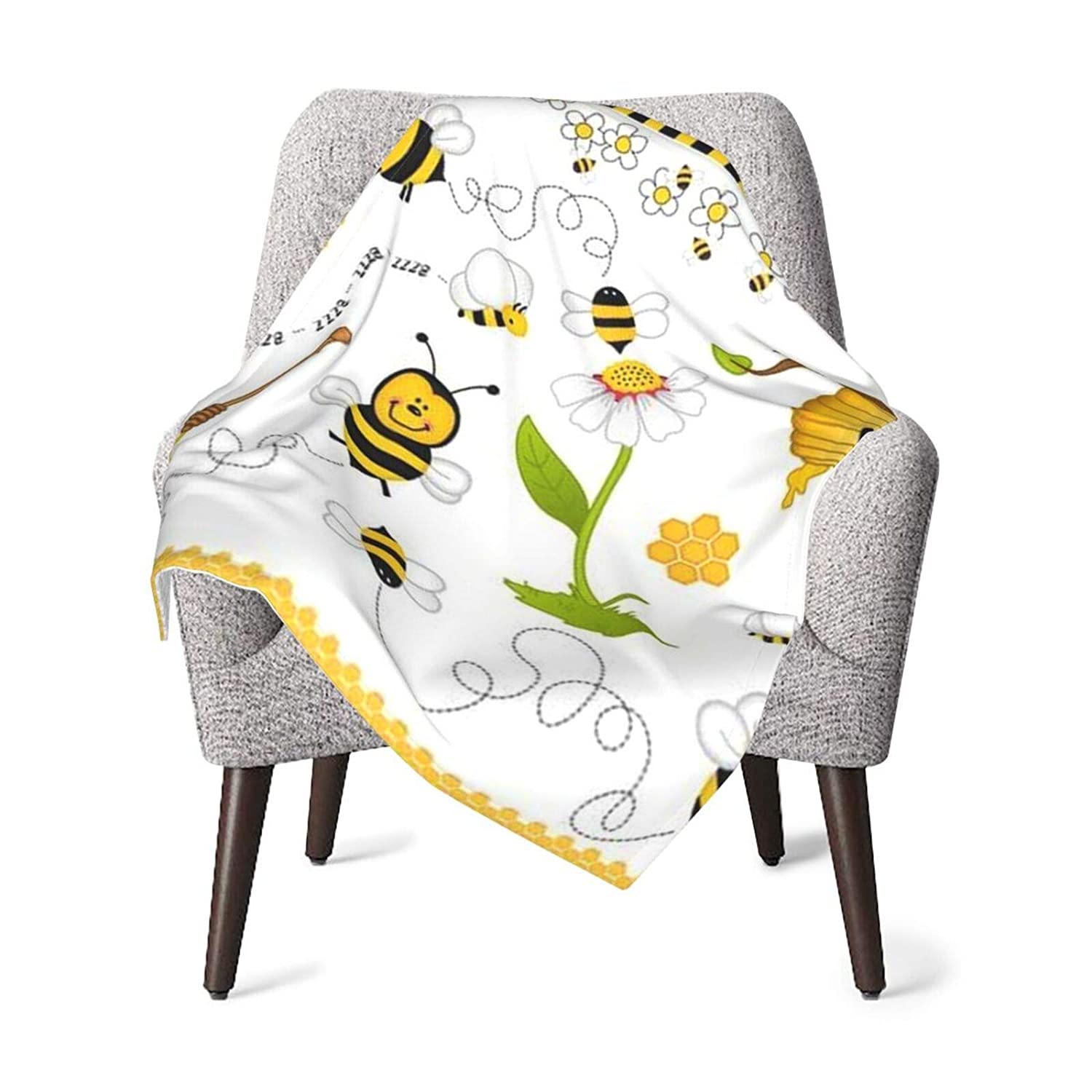 Funny Bee Bumblebee Yellow Baby Muslin Blanket Soft Breathable Quilt Nursery & Crib Blanket Stroller Blanket For Toddler Perfect Baby Double Blanket Universal For Boys And Girls 30 X 40 Inch