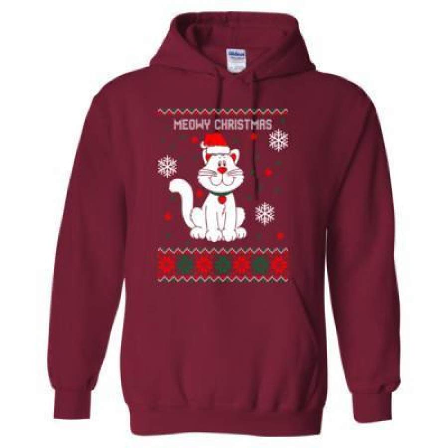 AGR Meowy Christmas Sweater Cat Ugly – Heavy Blend™ Hooded Sweatshirt