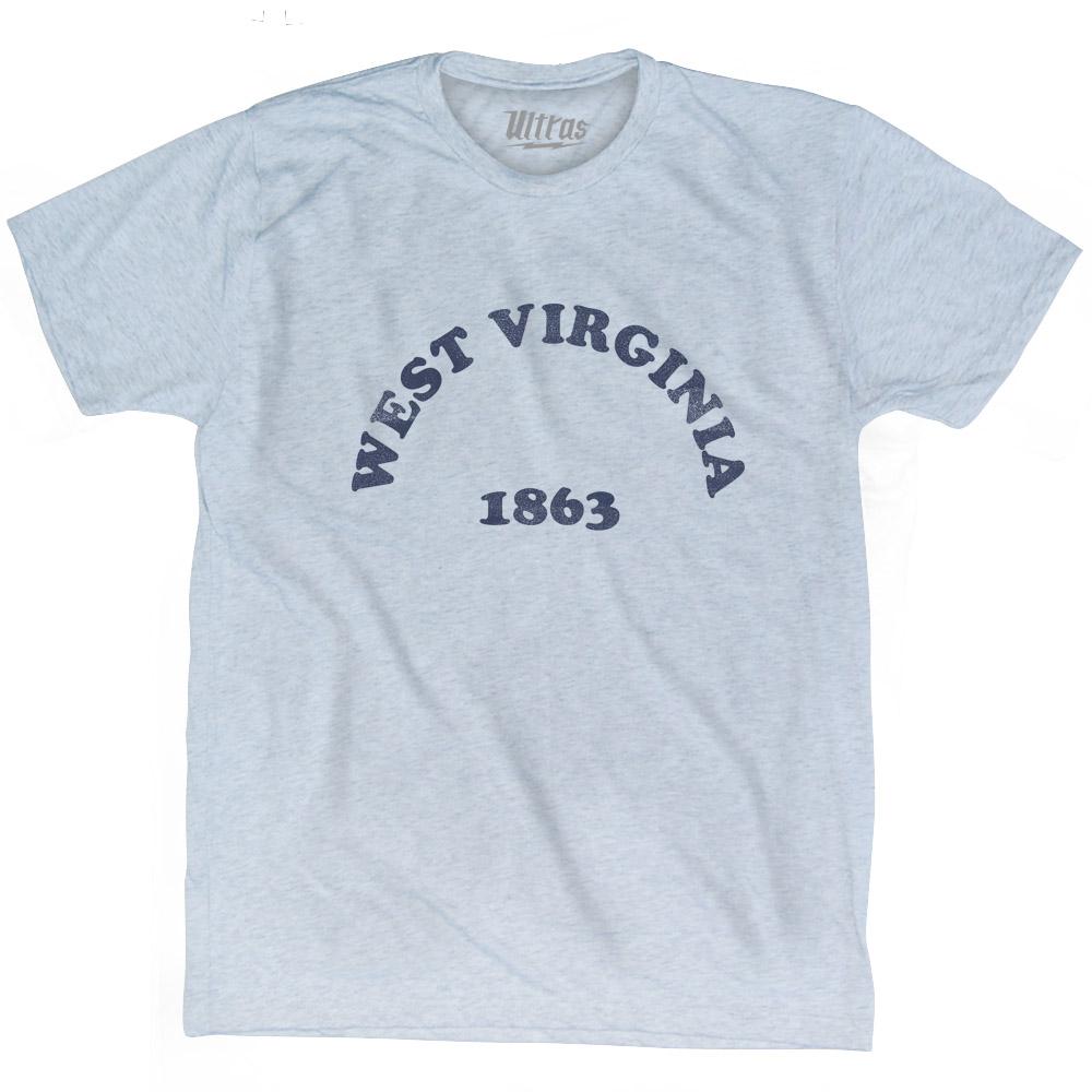 West Virginia State 1863 Adult Tri-Blend Vintage T-shirt