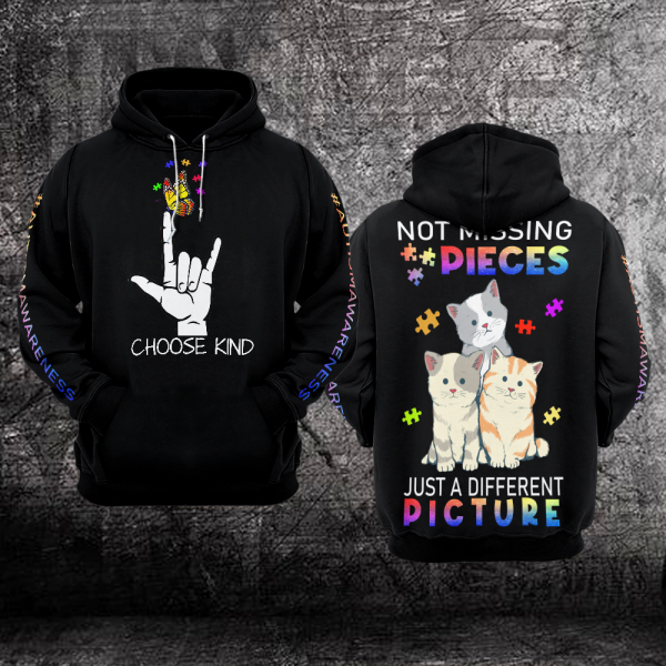 Choose Kind Cat Autism Unisex Hoodie For Men Women Autism Awareness Shirts Clothing Gifts Ht