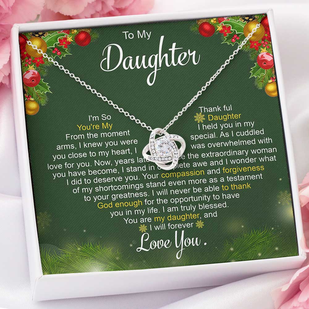 To My Daughter Necklace – I’M So Thankful You’Re My Daughter Love Knot Necklace