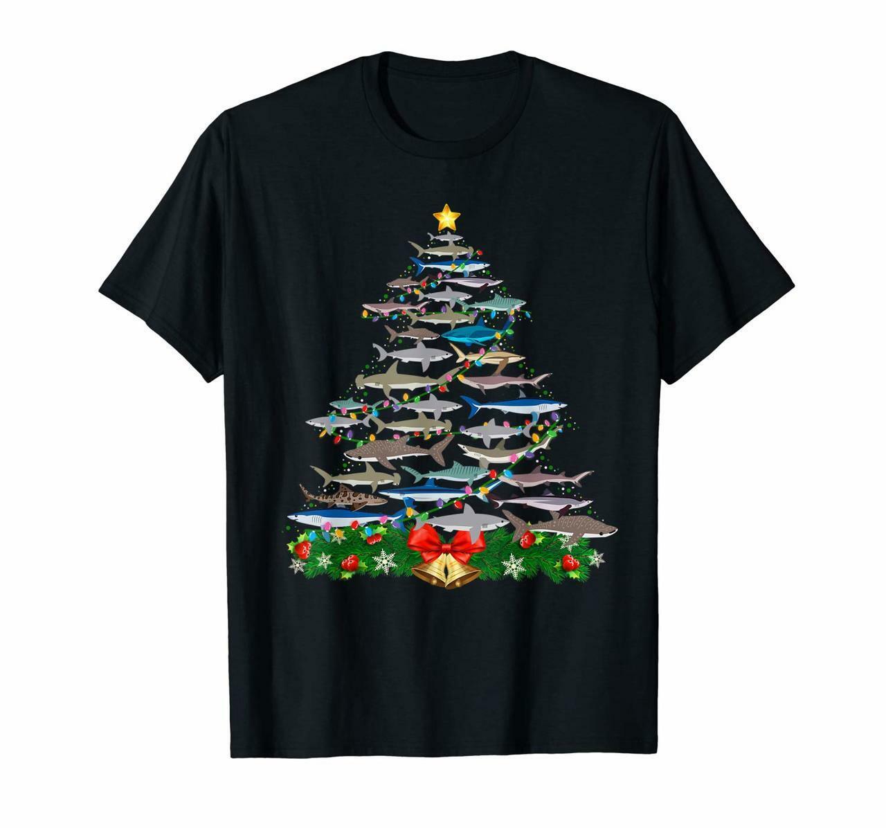 Shark Christmas Tree Shirt Shark Lovers Gifts Men Women Kids T-Shirt