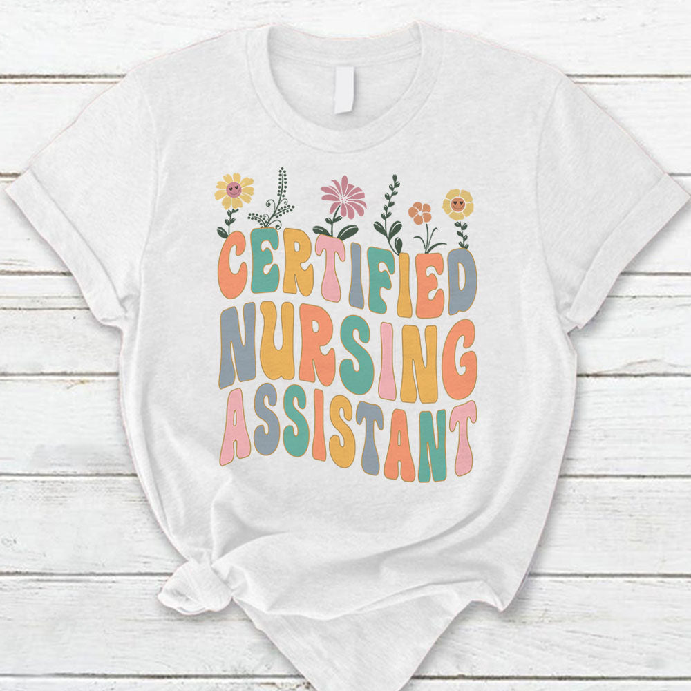 Certified Nursing Assistant Flower Shirt, Nurse Life Shirt, Nurse Flower Face Shirt Hk10 Trhn