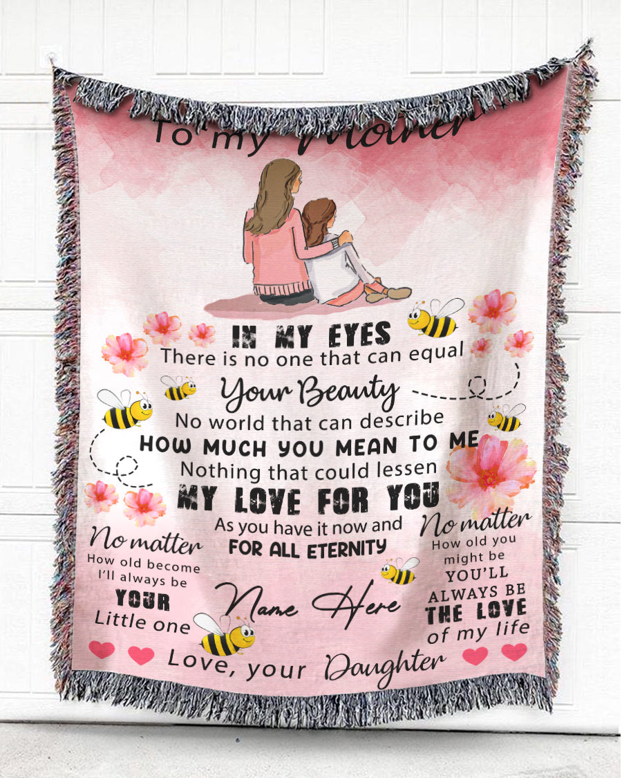 Woven Throw For Mother Birthday Gift, Bees And Peach Blossoms – To My Mother, Cotton Blanket