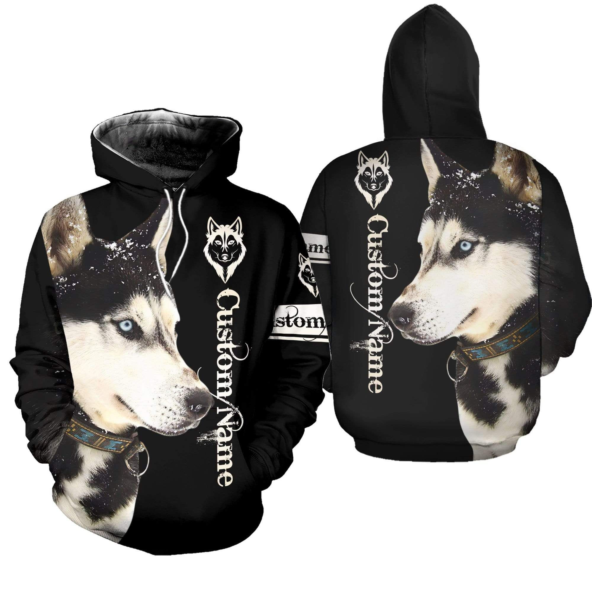 Husky Black Personalized Custom Name Hoodie 3D 121220l