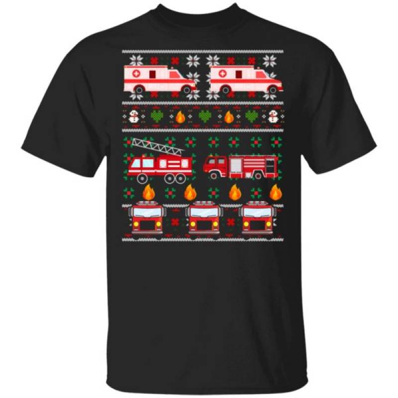 Ugly Christmas Paramedic Fire Truck Xmas Shirts