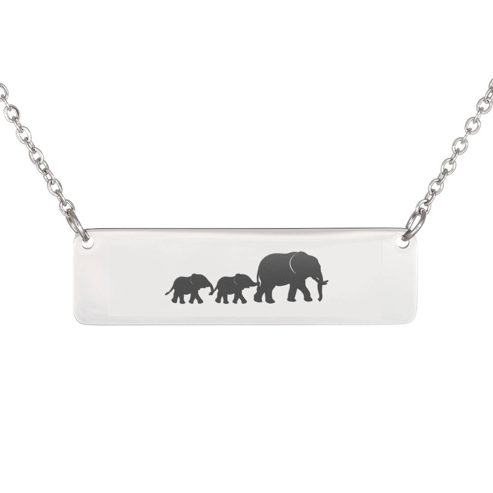 Personalized Mom Elephant + 2 Babies – Necklace