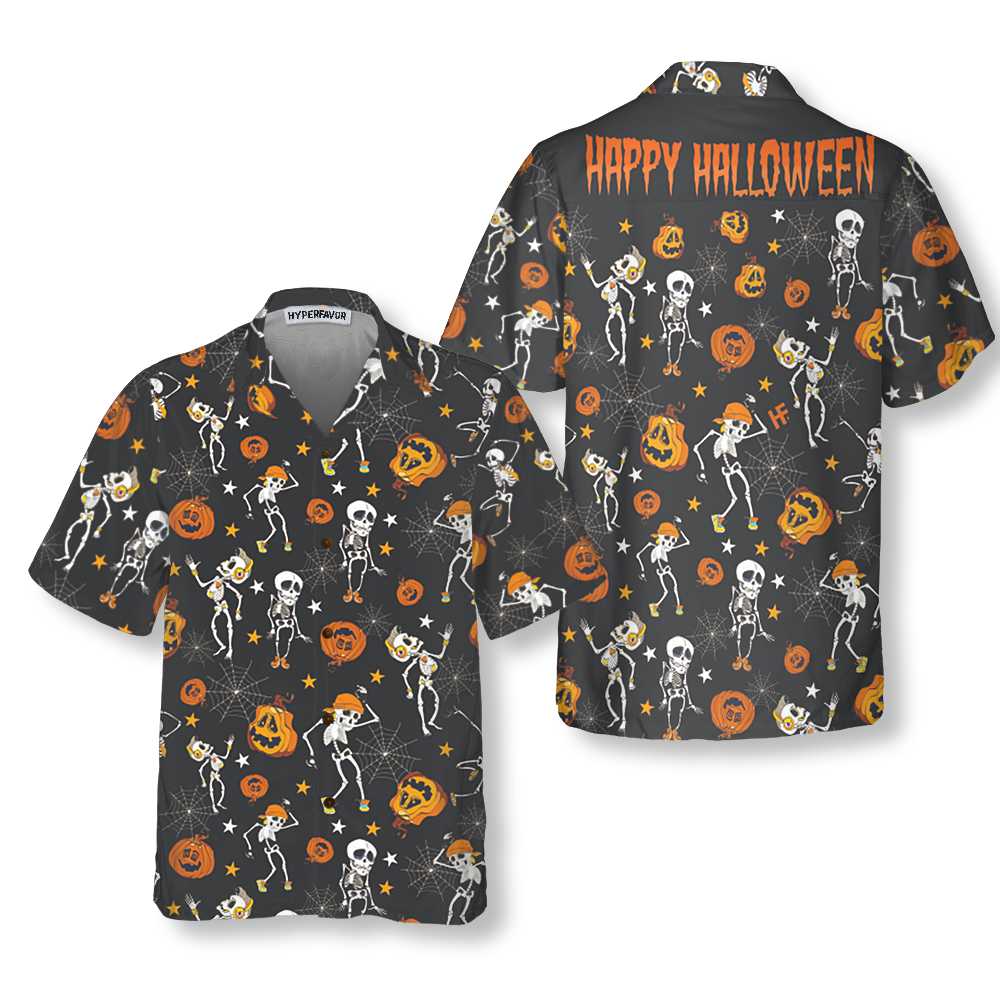 Dancing Skeletons Happy Halloween Hawaiian Shirt, Funny Halloween Shirt, Best Gift For Halloween - Maternity Funny T Shirts