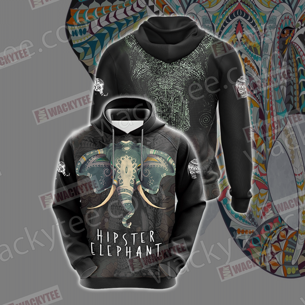 Hipster Elephant Unisex 3D Hoodie